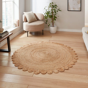Savannah Jute Scallop Natural Round Rug-Think Rugs-Rug Love - The Most Loved Rug Store